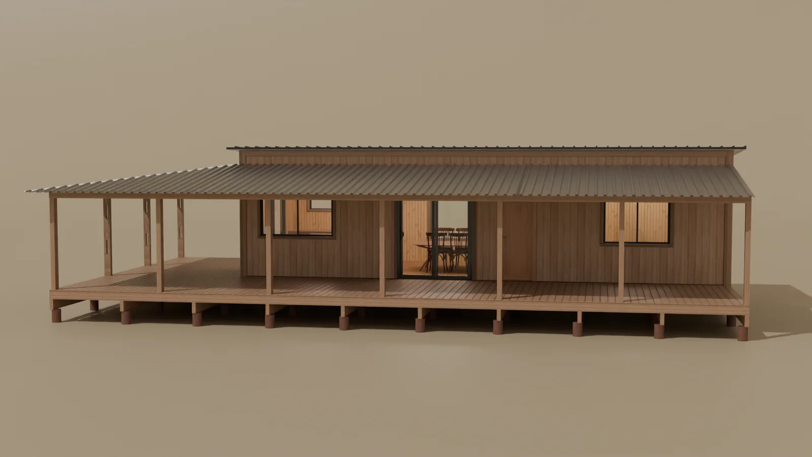 Render 3D de casa de madera Casas del Mar - diseno Fernando 2