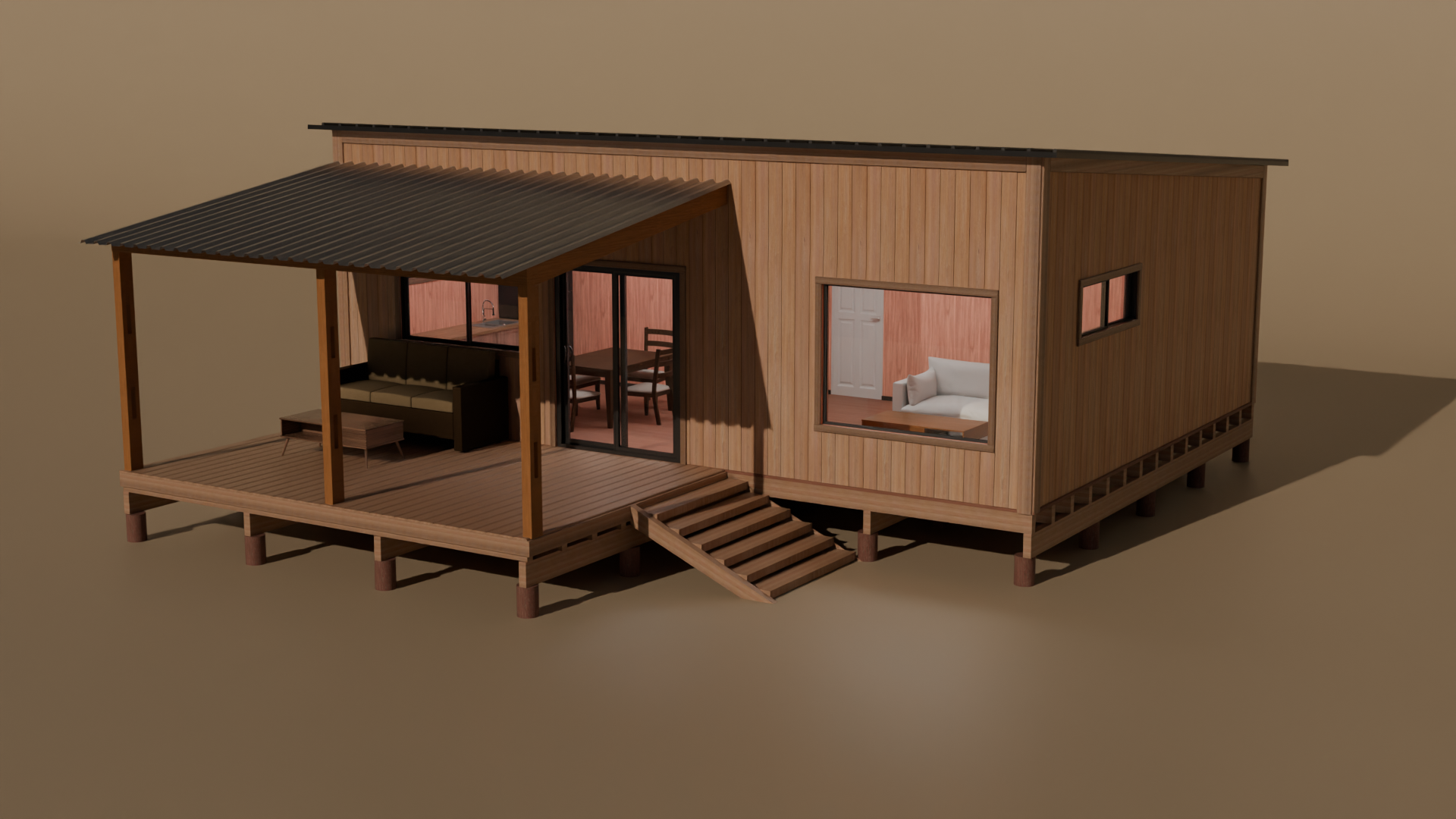 Render 3D de casa de madera Casas del Mar - diseno Gonzalo 01