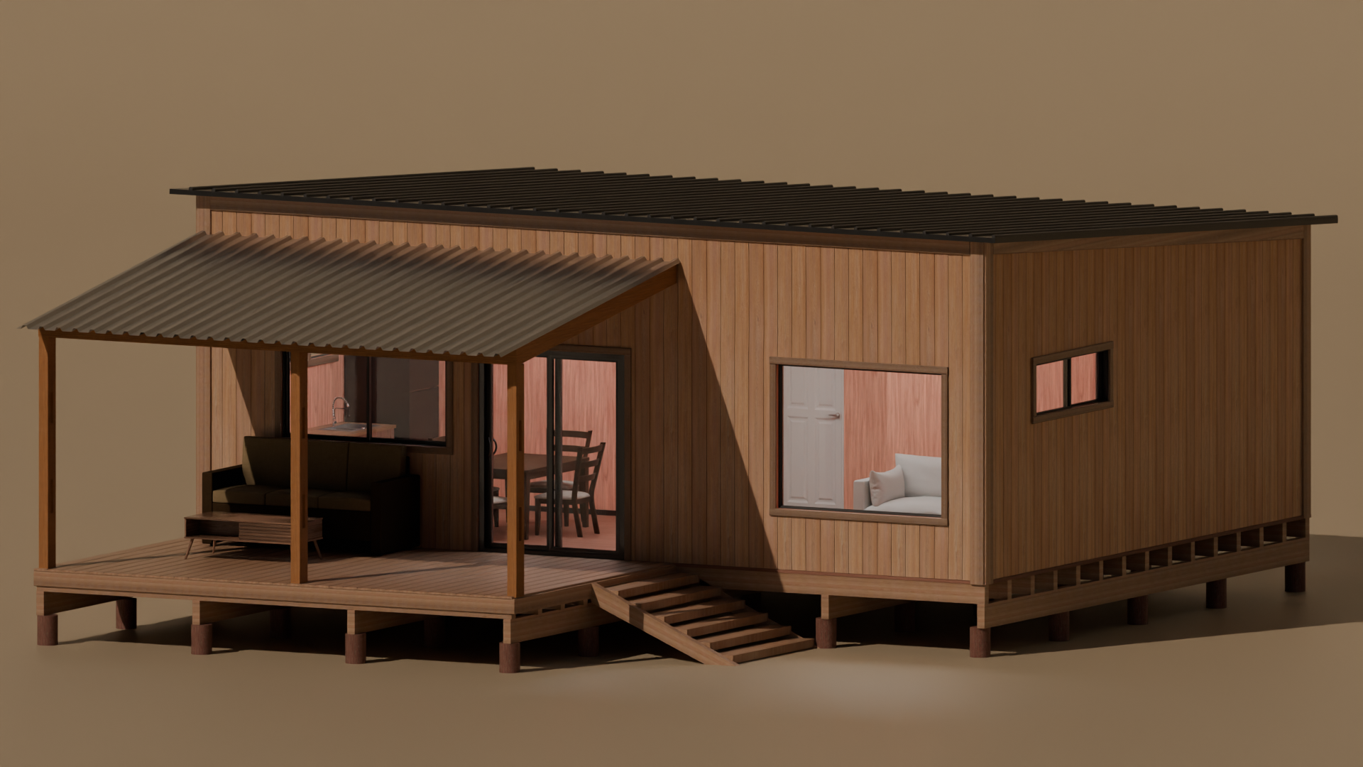 Render 3D de casa de madera Casas del Mar - diseno Gonzalo 02